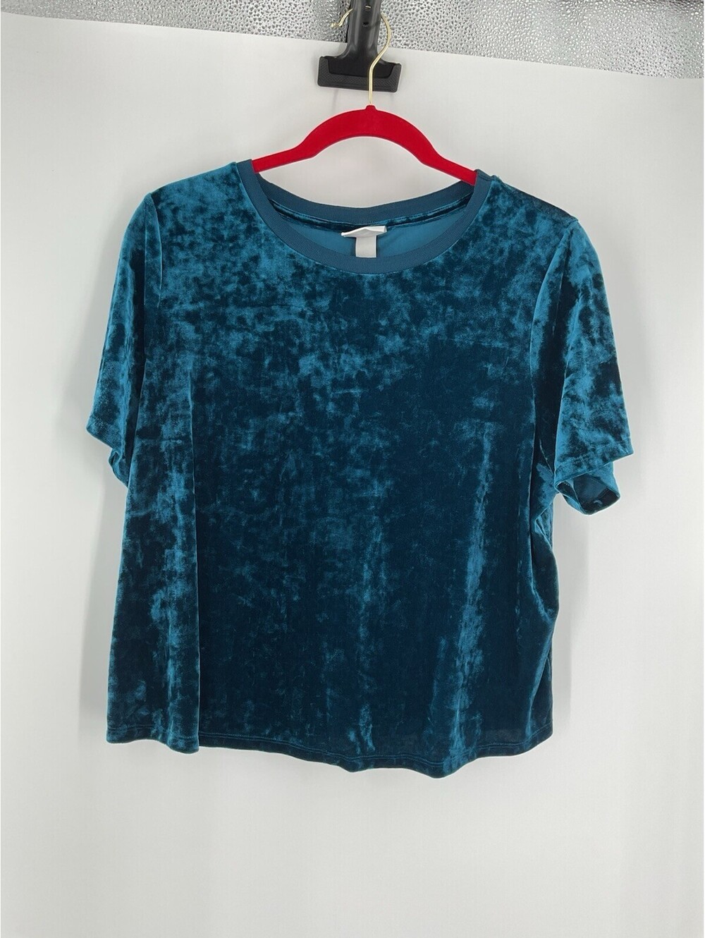 Ava Viv Women’s Size X Velvet Teal Blouse 107